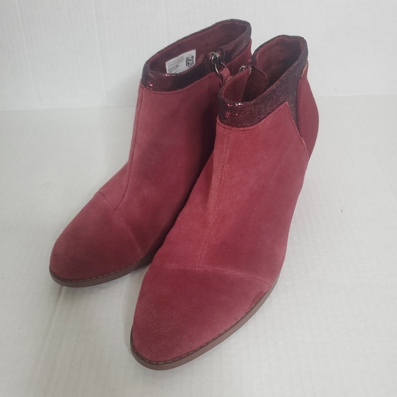 Toms Loren Python Womens Suede Heeled Boots Size 8.5 Ortholite Comfy Dressy Boho - Picture 1 of 12